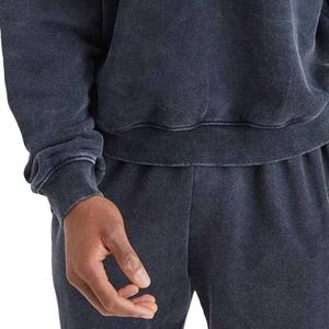 Couleur unie hommes lavage à l'acide sweats 100% coton polaire nouveau automne hiver poids lourd goutte épaule recadrée sweats pour hommes - Product Image 4