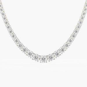 Collar Classic Lab Grown Diamond Single Line Oro amarillo de 18 quilates (42,05 Ct. Tw.) Corte redondo con cadena de hilo de acero inoxidable - Product Image 1