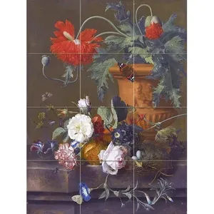Coquelicot Carrelage Mural Art Mural 12.75x17 Nature Morte pour Cuisine Salle De Bains Dosseret Cuisine Salle De Bains Peintures Murales - Product Image 1