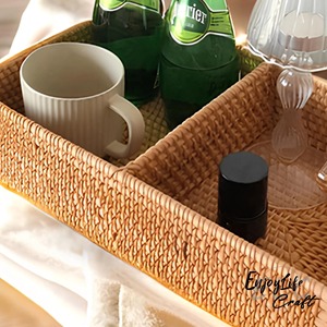 Cestas de Almacenamiento Ovaladas Multifuncionales Modernas y Ecológicas Hechas a Mano con Ratán Natural de Dos Compartimentos Artex Green Earth, Hechas en Vietnam - Product Image 5