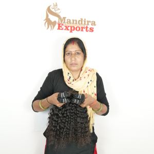 Venta al por mayor de extensiones de cabello humano natural de doble trama natural suave y rizado Virgen sin procesar fabricante indio templo - Product Image 4