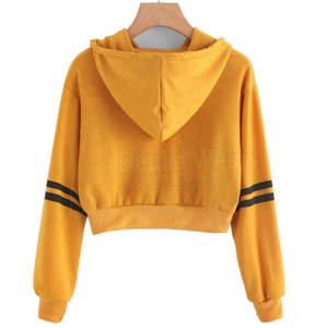 Hoodies à capuche pour femmes, manches longues, design personnalisé OEM, usage extérieur, coupe courte, tissu 100% coton durable, vêtements de mode - Product Image 2