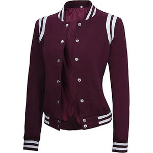 Veste universitaire sur mesure pour femmes, style baseball, lettres de l'école secondaire, OEM, satin uni, polyester teint, coupe-vent - Product Image 1