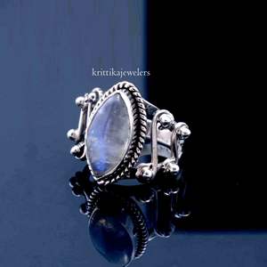 Anillo fino Unisex de Plata de Ley 925, ajuste de bisel de piedras preciosas de piedra lunar Natural, ideal para regalo de joyería de fiesta de aniversario de boda - Product Image 3