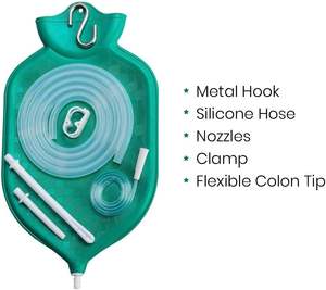 HealthAndYoga NaturoFlo Rubber Enema Bag Kit Green Grade Bag with <b>Hose</b> Clamp Nozzles Doubles as Hot Water Bottle - Product Image 3