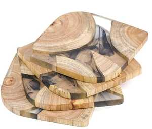 Ensemble de sous-verres modernes sous-verres classiques en bois de résine époxy pour bar cuisine pendaison de crémaillère et cadeau d'anniversaire - Product Image 2