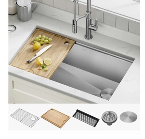 Top-rated KRAUSE Kore Undermount Gauge Single Stainless <b>Kitchen</b> <b>Sink</b> & Cutting Board For Sale - Product Image 2