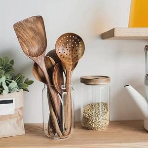 5 Pack <b>Wooden</b> <b>Utensils</b> For <b>Cooking</b> <b>Wooden</b> Kitchen <b>Utensils</b> Set <b>Wooden</b> <b>Cooking</b> <b>Utensils</b> Natural Teak <b>Wooden</b> Spatulas For <b>Cooking</b> - Product Image 5