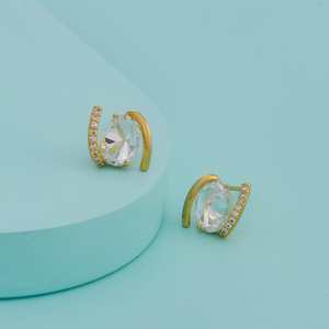 Trendy Gold Plated Zinc Alloy Stud <b>Earrings</b> 193071 with Religious Style Featuring Pearls and Diamonds for Party Occasions - Product Image 1
