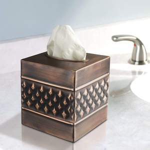 Boîtes à mouchoirs en métal martelé noir, Vintage, gros fabricant, décoration de maison, boîte à mouchoirs en métal - Product Image 6