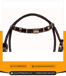 Bride tressée à la main en cuir brut de Western marron avec bandes naturelles, produits pour chevaux pliants - Product Image 5