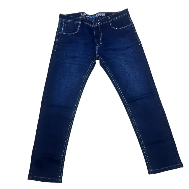 OEM/ODMはメンズディストリビューターのための高品質のジーンズをカスタマイズします男性の古典的な伸縮性ビジネス大きな長さのデニムジーンズストレッチ