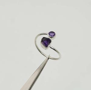 แหวนเงินสเตอร์ลิง925แข็งแบบปรับได้แหวนพลอยชั้นดีประดับอัญมณีหลายเรือนเครื่องประดับหินประจำเดือนเกิด-หยาบ - Product Image 4