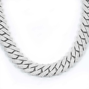 20mm Wide 24 Inch <b>VVS</b> Moissanite Gold Plated <b>Chain</b> Classic Iced Hip Hop Style 925 Sterling Silver Miami Cuban Link Parties - Product Image 4