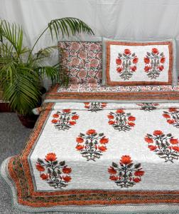 Jaipuri coton écologique bloc à main imprimé 100% coton couette florale avec taies d'oreiller ensemble de couette artisanal - Product Image 4