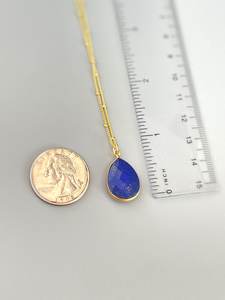 <b>Lapis</b> <b>Lazuli</b> Gemstone Pear Shape <b>Pendant</b> Necklace 925 Sterling Silver Gold Plating Natural Faceted Stone Main Necklace - Product Image 4
