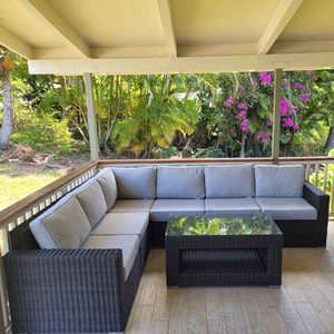 Moderno exterior Patio muebles conjuntos Hotel uso marco de aluminio acolchado sofá sillón otomano y mesa de centro diseño impermeable - Product Image 4