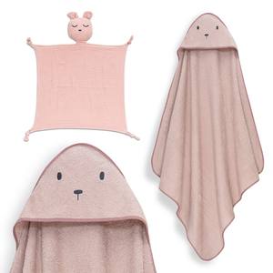 Rose foncé 1X1 MT. Ensemble de serviettes de bain Mod OsO + Doudou en coton mousseline pour nouveau-nés, accessoire de salle de bain - Product Image 1