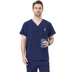 Men's short Sleeve <b>Scrub</b> <b>Set</b> with V-Neck stretchy Fabric - Product Image 5