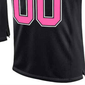 Camiseta de Fútbol Americano Personalizada, Negra, Rosa y Blanca con Rayas, Cuello en V, Manga Corta, Uniforme de Equipo, Ropa Deportiva Personalizada al por Mayor - Product Image 4
