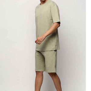 Ensembles de t-shirts 100% coton haut en coton surdimensionné à col rond avec short durable pour les promenades sur la plage d'été vêtements de plein air respirants - Product Image 3