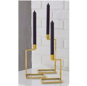 Juego de portavelas de Metal y aluminio, Set de 3 portavelas decorativas con estilo, en 3 tamaños, venta al por mayor, nuevo diseño dorado, 2023 - Product Image 1