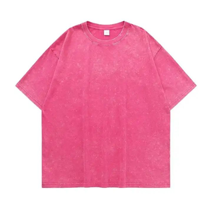 Venta de 240g de algodón puro antiguo de manga corta lavada nostálgica Camiseta de manga corta amantes 100% algodón hombres lavado ácido camisetas - Product Image 2