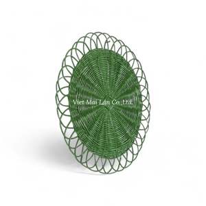 Green Floral Rattan <b>Placemat</b> Made From Natural Rattan For <b>Dining</b> <b>Table</b> Decoration And Home Interior - Product Image 3