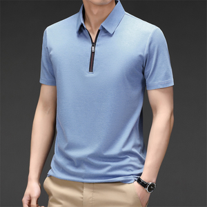 Última tendencia de verano, camiseta de solapa de manga corta de algodón transpirable para hombres, estilo informal, de talla grande, polos estampados en tres colores - Product Image 2