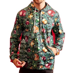 Pulls thermiques de Noël pour hommes, sweats à capuche surdimensionnés à imprimé de Noël avec broderie, fabriqués au Pakistan - Product Image 5