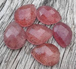 Mayorista Lavira Natural Rosa Fresa Cuarzo Piedras preciosas sueltas Calidad A ++ Alta Forma de pera Cabujón Parte posterior plana Tamaños calibrados - Product Image 4