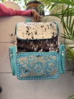 Sac à dos élégant en cuir de vachette, sculpté à la main, couleur turquoise, unisexe, magnifique sac de créateur, sac multi-usages