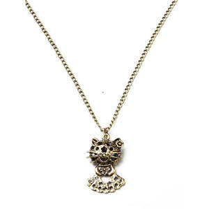 Urthn, colgante chapado en oro antiguo en forma de gatito, cadena de eslabones de acero inoxidable, Perla de diamante religiosa para ocasiones de fiesta-1200721 - Product Image 1