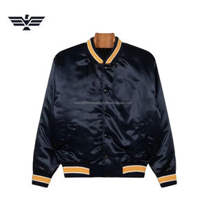 Veste bomber classique en satin d'hiver pour homme, veste de baseball brillante, vêtement d'extérieur décontracté, coupe ample - Product Image 5