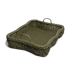 ถาดหวายสไตล์โบฮีเมียนที่ทำด้วยมือพร้อมด้ามจับถาดรองทอด้วยไม้สำหรับโต๊ะกาแฟของตกแต่งบ้านและส่งออกคุณภาพจากเวียดนาม - Product Image 4