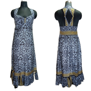 Color sólido Floral impreso indio bohemio nuevo Sari de seda diseños tradicionales elegantes moda Casual hasta el suelo Botón de encaje - Product Image 1