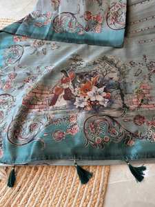 Saree de seda suave pura de diseñador para ropa de fiesta de boda hermoso bordado y trabajo de secuencia frontera ropa india y paquistaní - Product Image 5