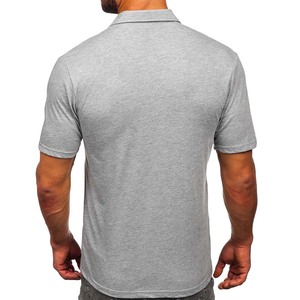 เสื้อโปโลเข้ารูปธุรกิจสีเทาผ้าฝ้ายสำหรับผู้ชาย100% - Product Image 2
