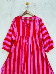 Summer Midi Mini <b>Dress</b> for Women Girls Block Print Cotton Deep Neck String Close Loose Bohemian <b>Hippie</b> Bohemian <b>Wedding</b> <b>Dress</b> - Product Image 5