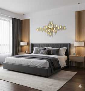 Horloge murale suspendue en métal doré avec affichage d'aiguille Design moderne pour la décoration de bureau de chambre à coucher de salon - Product Image 5