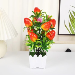 9-Head Large Fruit Bonsai Fence Artificial Potted Fruit Ornaments Plastic Tree Decorative Plants in <b>Small</b> Plastic <b>Pot</b> - Product Image 2