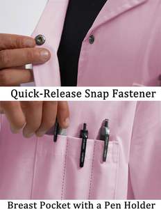 Blouses de laboratoire longues roses unisexes de qualité supérieure, imprimées à l'écran, avec poches, uniformes médicaux personnalisés, blouses de médecin - Product Image 3