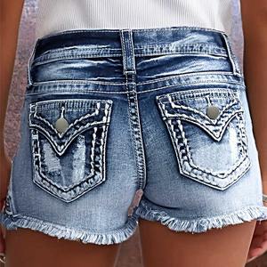 Shorts en jean droits taille haute sexy personnalisés pour femmes, vente en gros directe d'usine avec lots - Product Image 2