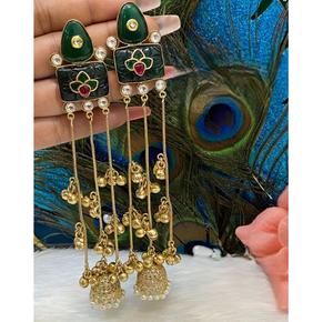 Impresionantes Pendientes Largos de Alta Calidad Chapados en Oro, Estilo Tradicional, para Bodas y Festivales, Colecciones para Mujeres y Niñas - Product Image 2