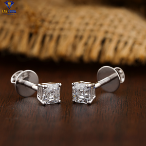 0.72 TDW Asscher boucles d'oreilles en diamant | Or blanc 18k | Diamant labgrow | Diamant Hpht/Cvd | Bijoux - Product Image 4
