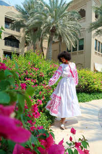 Verano Ucrania bordado tejido lavable mangas completas hasta el suelo cintura Natural vestido de alta calidad para mujeres - Product Image 2