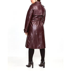 โอเวอร์โค้ทหนังสีน้ำตาลยอดนิยมของผู้หญิงเสื้อคลุมฤดูหนาวดีไซน์สูงแจ็คเก็ตรูปภาพยาวระบายอากาศได้ดีปรับแต่งได้ - Product Image 6