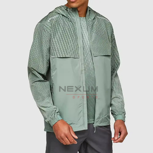 Veste de survêtement en coton nylon imperméable à coquille souple pour hommes, pull de course à pied multi-poches avec demi-fermeture éclair, dernières vestes à capuche - Product Image 2