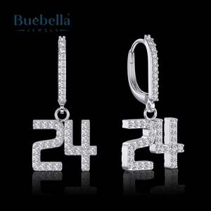 Pendientes de aro con número personalizado de Plata de Ley 925 para hombre, estilo Hip Hop con diamantes, helado - Product Image 2