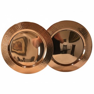 Assiettes de présentation en métal plaqué cuivre brillant, dernier design, forme ronde, pour la maison et la table de mariage, vaisselle de présentation - Product Image 6